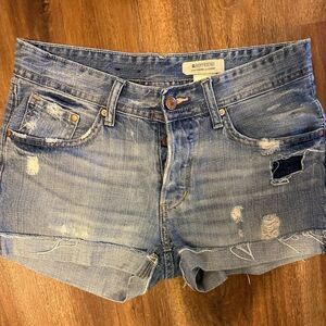 Boyfriend Brand Roll Cuff Distressed  Denim Blue Jean Shorts Size 6